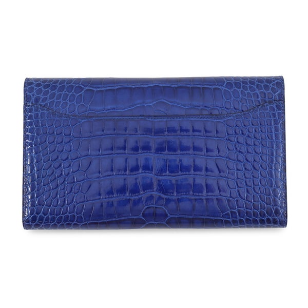 エルメス 長財布 コンスタンス ロング ブルーエレクトリック/シルバー金具 アリゲーターシャイン □Q刻印 HERMES 財布