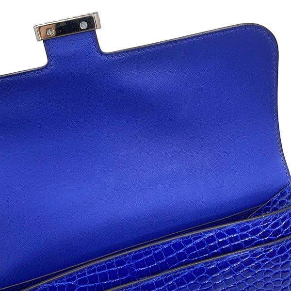 エルメス 長財布 コンスタンス ロング ブルーエレクトリック/シルバー金具 アリゲーターシャイン □Q刻印 HERMES 財布