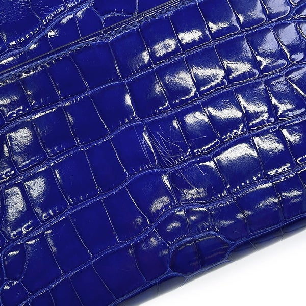 エルメス 長財布 コンスタンス ロング ブルーエレクトリック/シルバー金具 アリゲーターシャイン □Q刻印 HERMES 財布