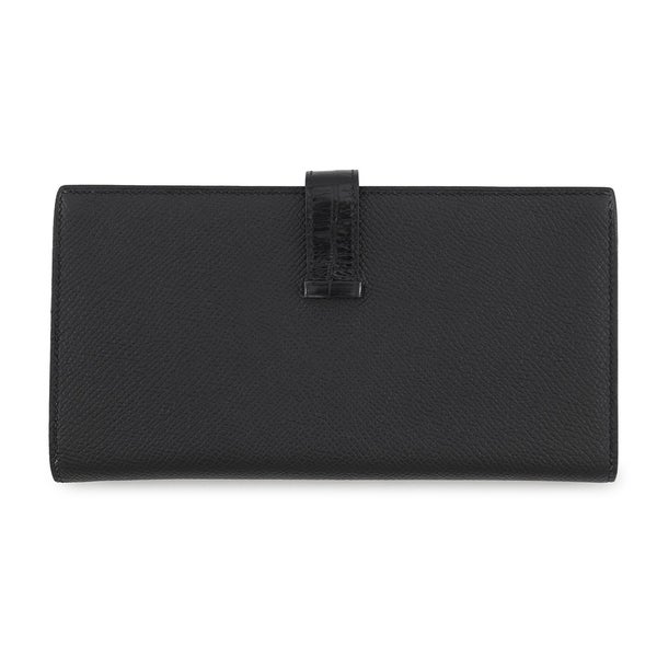 エルメス 長財布 ベアンスフレ タッチ ブラック/シルバー金具 エプソン/アリゲーターマット U刻印 黒