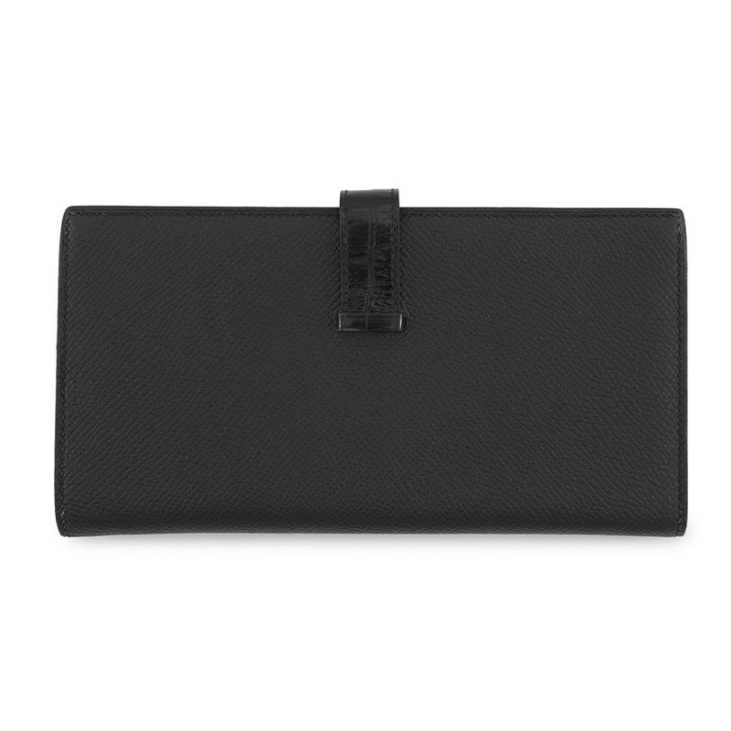 エルメス 長財布 ベアンスフレ タッチ ブラック/シルバー金具 エプソン/アリゲーターマット U刻印 黒