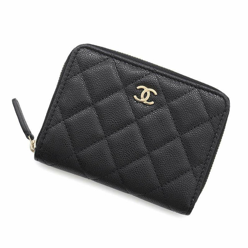 シャネル 二つ折り財布 マトラッセ スモールウォレット ココマーク キャビアスキン AP4652 CHANEL 財布 黒