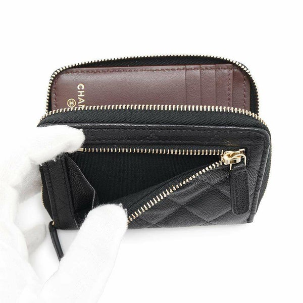 シャネル 二つ折り財布 マトラッセ スモールウォレット ココマーク キャビアスキン AP4652 CHANEL 財布 黒