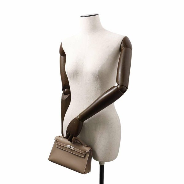 エルメス ハンドバッグ ポシェットケリー エトゥープ/シルバー金具 スイフト W刻印