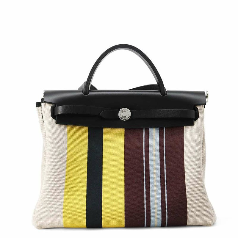 エルメス エールバッグジップPM ルトゥルネ レイユール・デキパージュ ブラック/エクリュ/シルバー金具 トワルアッシュ W刻印