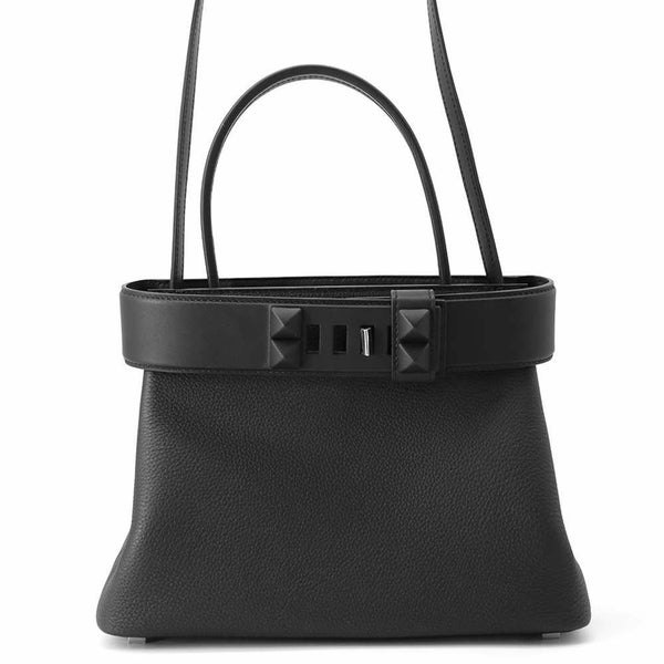 エルメス ハンドバッグ メドール ブラック/モノクローム金具/シルバー金具 トゴ/スイフト W刻印 2wayショルダー 黒