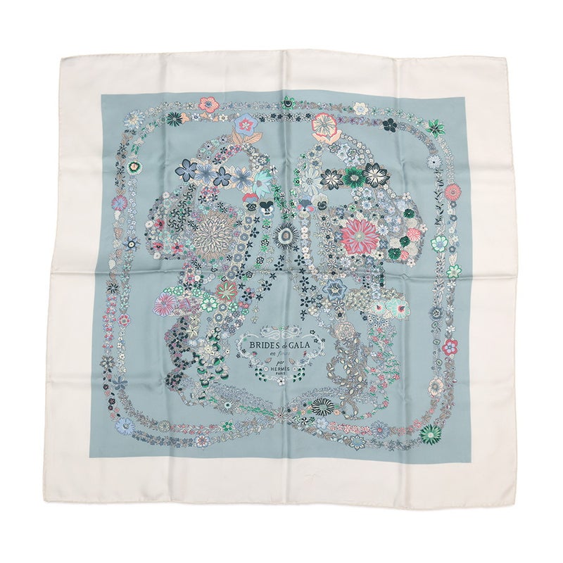 エルメス スカーフ カレ90 ブリッド・ドゥ・ガラ・アン・フルール Brides de Gala en Fleurs HERMES 白 2025春夏