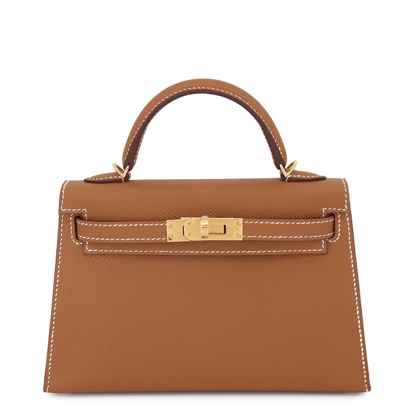 エルメス ハンドバッグ ミニケリー 外縫い ゴールド/ゴールド金具 エプソン G刻印 HERMES 2wayショルダー