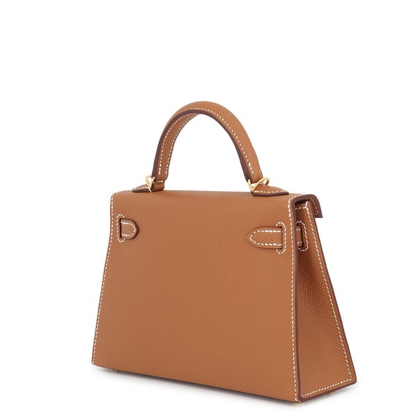 エルメス ハンドバッグ ミニケリー 外縫い ゴールド/ゴールド金具 エプソン G刻印 HERMES 2wayショルダー