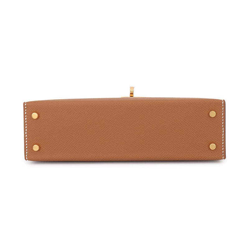 エルメス ハンドバッグ ミニケリー 外縫い ゴールド/ゴールド金具 エプソン G刻印 HERMES 2wayショルダー