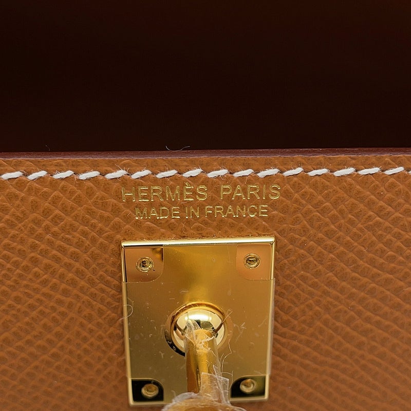エルメス ハンドバッグ ミニケリー 外縫い ゴールド/ゴールド金具 エプソン G刻印 HERMES 2wayショルダー