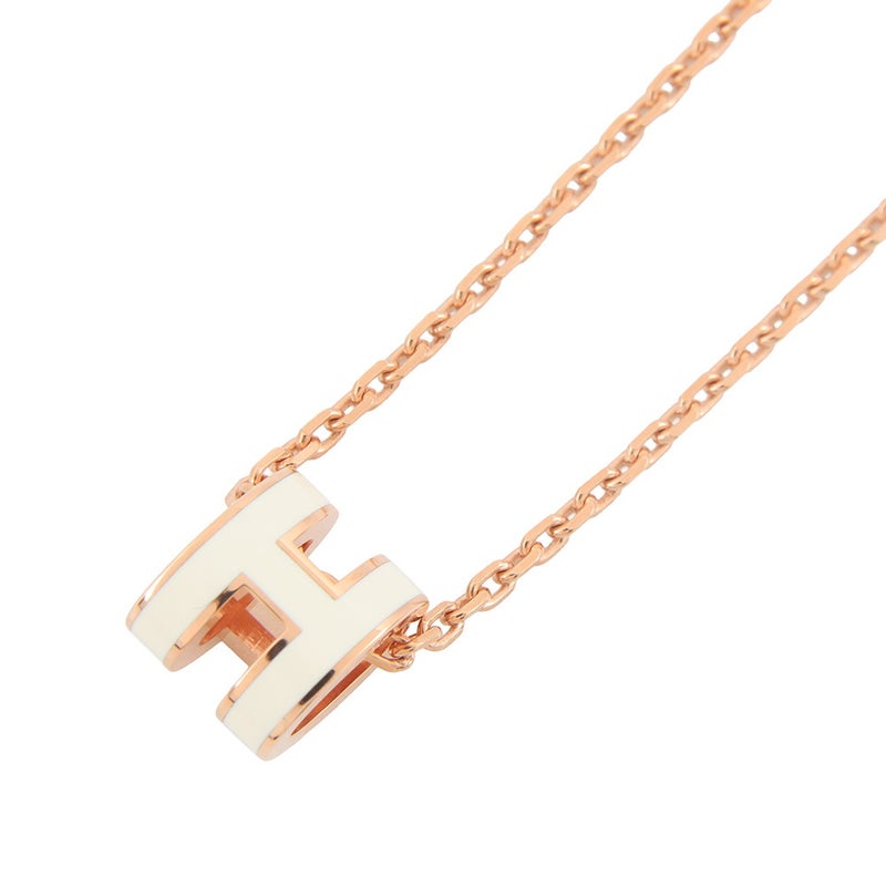 エルメス ネックレス ミニ・ポップアッシュ ホワイト/ピンクゴールド金具 HERMES アクセサリー 白