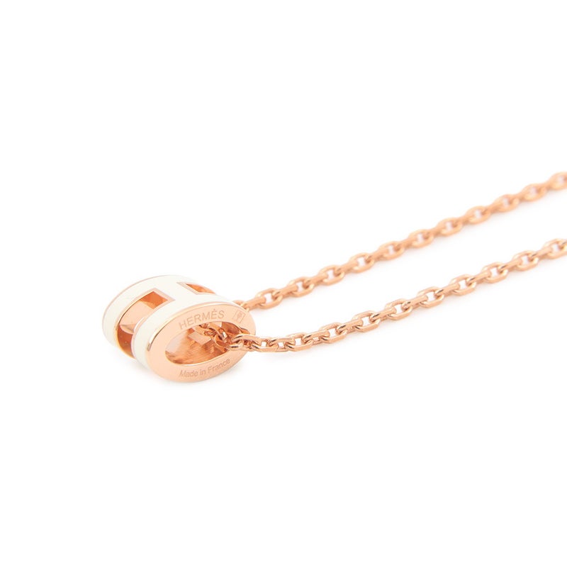 エルメス ネックレス ミニ・ポップアッシュ ホワイト/ピンクゴールド金具 HERMES アクセサリー 白