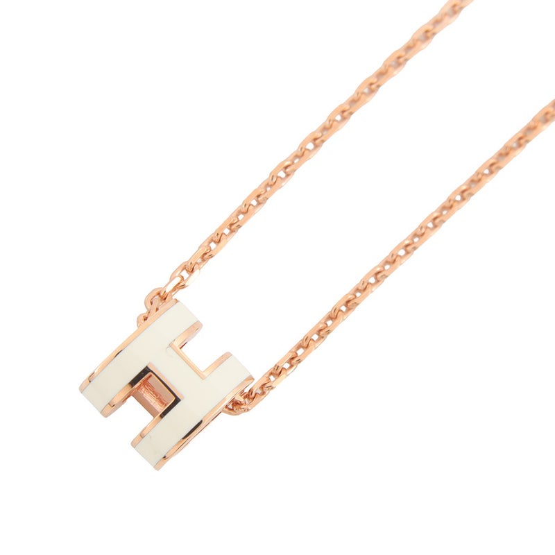 エルメス ネックレス ミニ・ポップアッシュ ホワイト/ピンクゴールド金具 HERMES アクセサリー 白