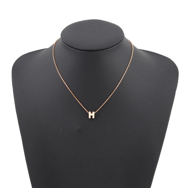 エルメス ネックレス ミニ・ポップアッシュ ホワイト/ピンクゴールド金具 HERMES アクセサリー 白