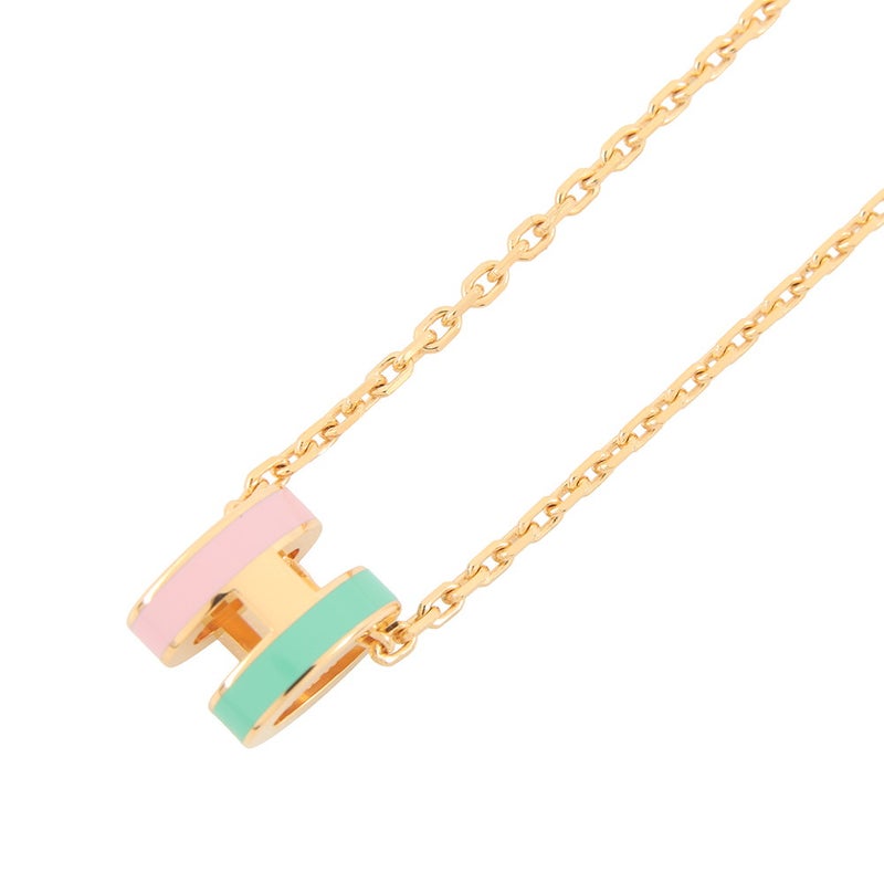 エルメス ネックレス ミニ・ポップアッシュ ロカバール マラバル ヴェール/ローズ/ゴールド金具 HERMES アクセサリー