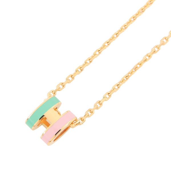 エルメス ネックレス ミニ・ポップアッシュ ロカバール マラバル ヴェール/ローズ/ゴールド金具 HERMES アクセサリー