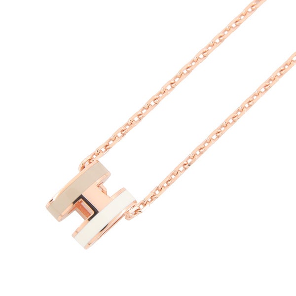 エルメス ネックレス ミニ・ポップアッシュ ロカバール ホワイト/マロングラッセ/ピンクゴールド金具 HERMES アクセサリー