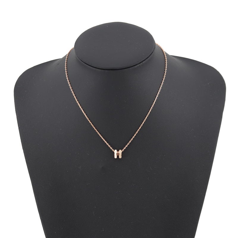 エルメス ネックレス ミニ・ポップアッシュ ロカバール ホワイト/マロングラッセ/ピンクゴールド金具 HERMES アクセサリー