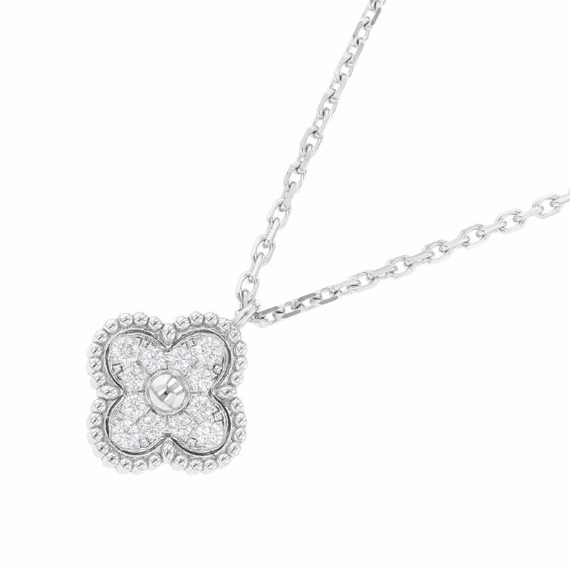 ヴァンクリ ネックレス スウィート アルハンブラ ペンダント ダイヤモンド 12P 0.08ct K18WGホワイトゴールド VCARO85900