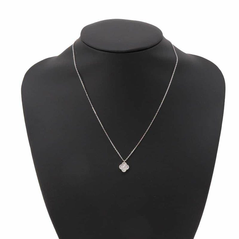 ヴァンクリ ネックレス スウィート アルハンブラ ペンダント ダイヤモンド 12P 0.08ct K18WGホワイトゴールド VCARO85900