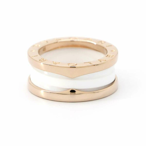 ブルガリ リング ビーゼロワン B-zero1 2バンド K18PGピンクゴールド ホワイトセラミック サイズ46 347007 BVLGARI 指輪