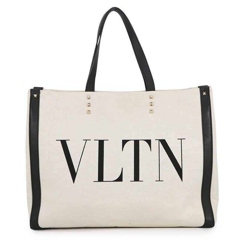 ヴァレンティノ・ガラヴァーニ トートバッグ VLTNロゴ ロックスタッズ キャンバス/レザー TW2B0D21FWB VALENTINO 黒