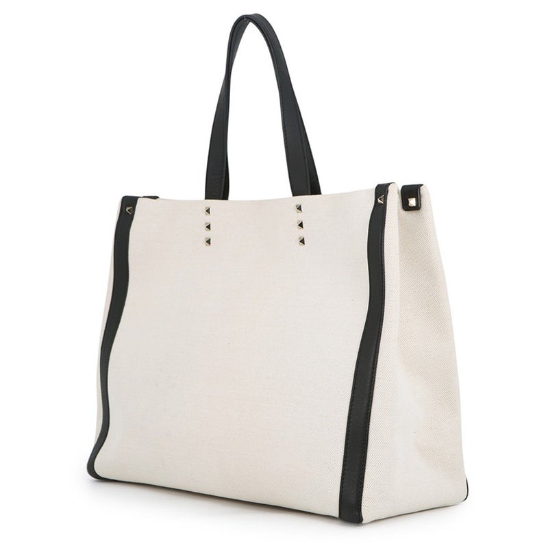 ヴァレンティノ・ガラヴァーニ トートバッグ VLTNロゴ ロックスタッズ キャンバス/レザー TW2B0D21FWB VALENTINO 黒