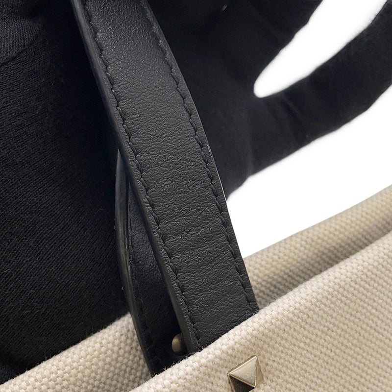 ヴァレンティノ・ガラヴァーニ トートバッグ VLTNロゴ ロックスタッズ キャンバス/レザー TW2B0D21FWB VALENTINO 黒