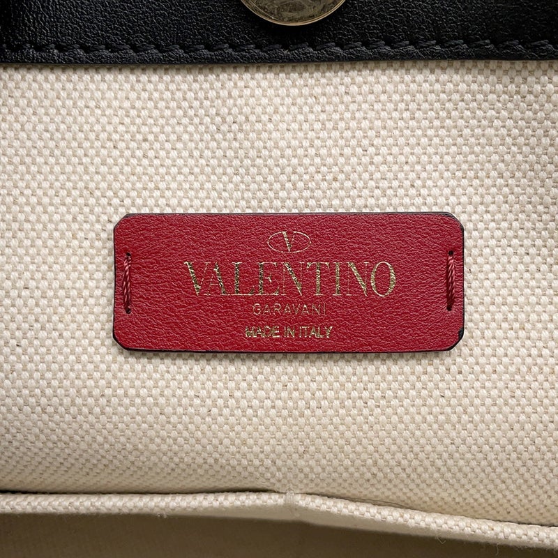 ヴァレンティノ・ガラヴァーニ トートバッグ VLTNロゴ ロックスタッズ キャンバス/レザー TW2B0D21FWB VALENTINO 黒