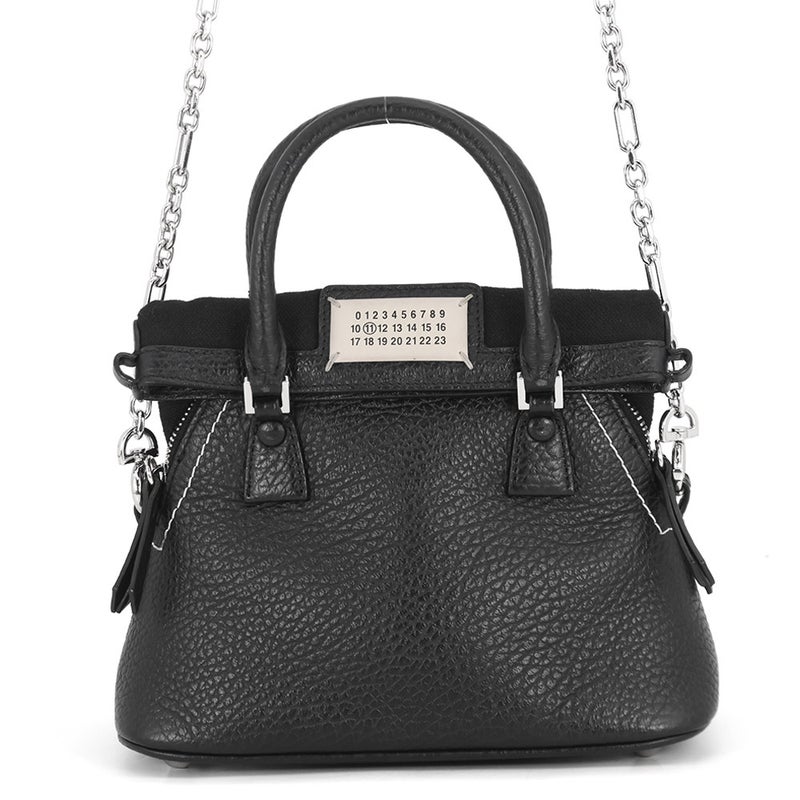メゾンマルジェラ ハンドバッグ 5AC マイクロ カーフレザー キャンバス S56WG0081 Maison Margiela 2WAY 黒