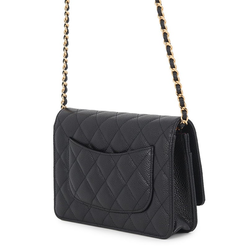 シャネル チェーンウォレット クラシック マトラッセ ココマーク キャビアスキン AP0250 CHANEL 財布 黒