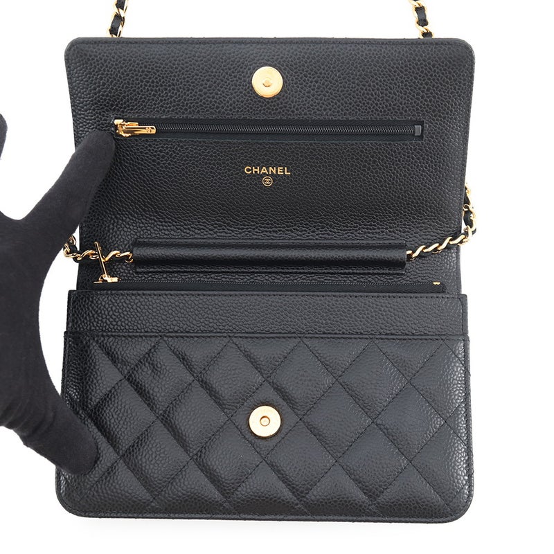 シャネル チェーンウォレット クラシック マトラッセ ココマーク キャビアスキン AP0250 CHANEL 財布 黒