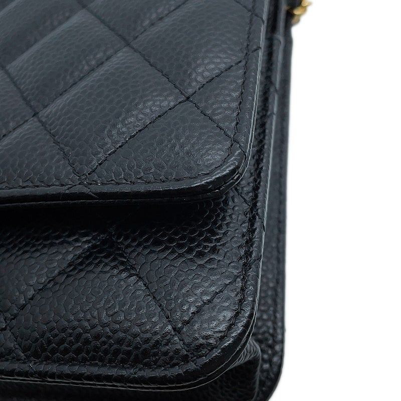 シャネル チェーンウォレット クラシック マトラッセ ココマーク キャビアスキン AP0250 CHANEL 財布 黒