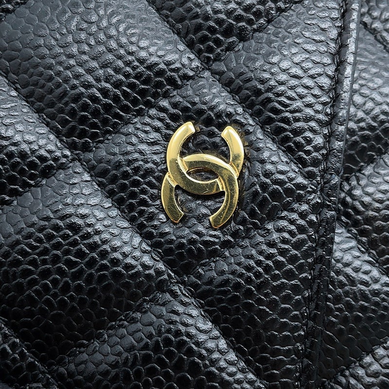 シャネル チェーンウォレット クラシック マトラッセ ココマーク キャビアスキン AP0250 CHANEL 財布 黒
