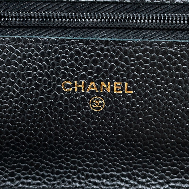 シャネル チェーンウォレット クラシック マトラッセ ココマーク キャビアスキン AP0250 CHANEL 財布 黒