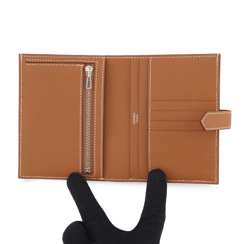 エルメス 二つ折り財布 ベアンコンパクト ゴールド/シルバー金具 エプソン G刻印