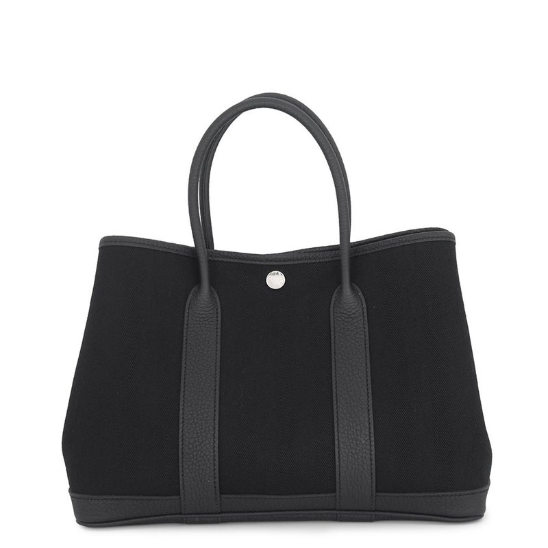 エルメス トートバッグ ガーデンパーティTPM ブラック/シルバー金具 トワルシェブロン/ネゴンダ C刻印 黒