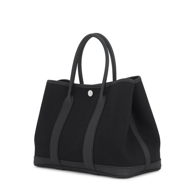 エルメス トートバッグ ガーデンパーティTPM ブラック/シルバー金具 トワルシェブロン/ネゴンダ C刻印 黒