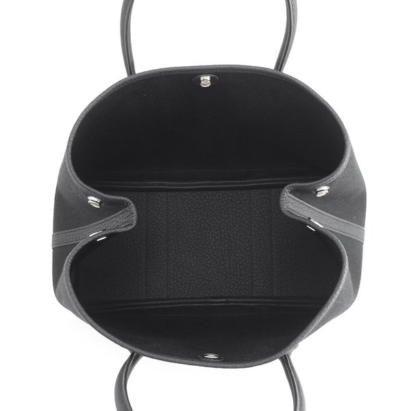 エルメス トートバッグ ガーデンパーティTPM ブラック/シルバー金具 トワルシェブロン/ネゴンダ C刻印 黒