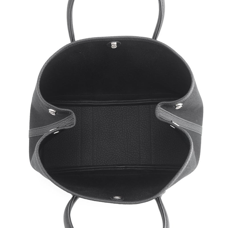 エルメス トートバッグ ガーデンパーティTPM ブラック/シルバー金具 トワルシェブロン/ネゴンダ C刻印 黒