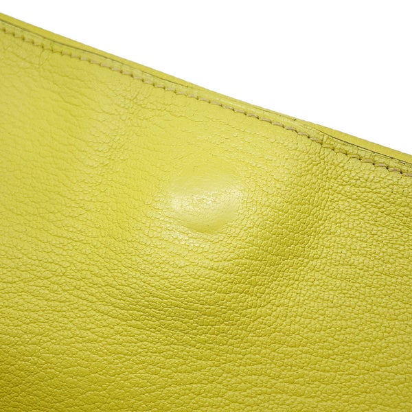 エルメス クラッチバッグ オプリ ライム/シルバー金具 シェブルミゾル A刻印 シェーブル