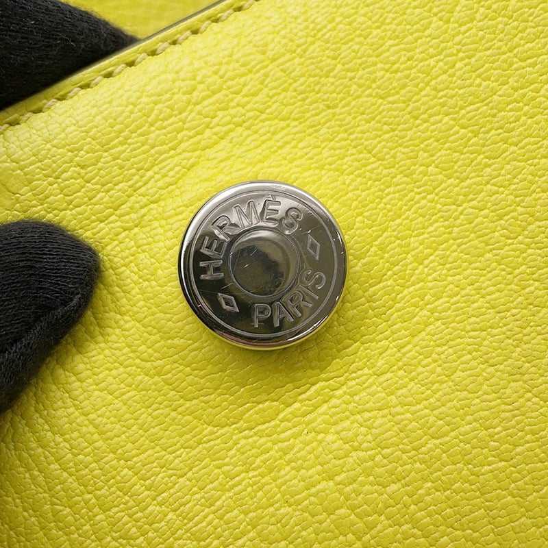 エルメス クラッチバッグ オプリ ライム/シルバー金具 シェブルミゾル A刻印 シェーブル