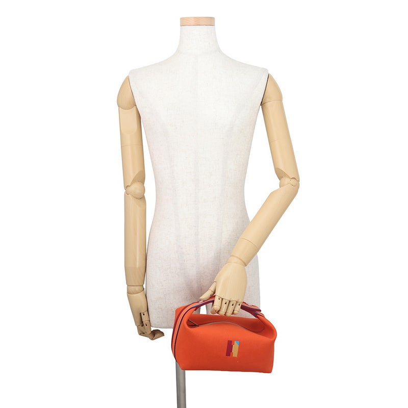 エルメス ポーチ ブリッド・ア・ブラック・HパヴィヨンPM オランジュ・フー/シルバー金具 キャンバス HERMES バッグ 小物入れ
