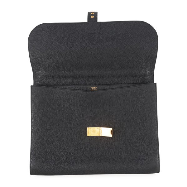 エルメス ビジネスバッグ サックアデペッシュ38 ブラック/ゴールド金具 トゴ B刻印 黒 メンズ