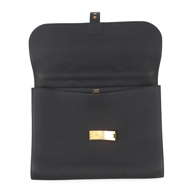 エルメス ビジネスバッグ サックアデペッシュ38 ブラック/ゴールド金具 トゴ B刻印 黒 メンズ