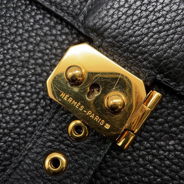 エルメス ビジネスバッグ サックアデペッシュ38 ブラック/ゴールド金具 トゴ B刻印 黒 メンズ