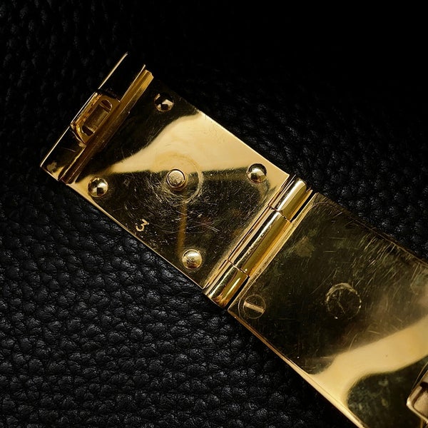 エルメス ビジネスバッグ サックアデペッシュ38 ブラック/ゴールド金具 トゴ B刻印 黒 メンズ
