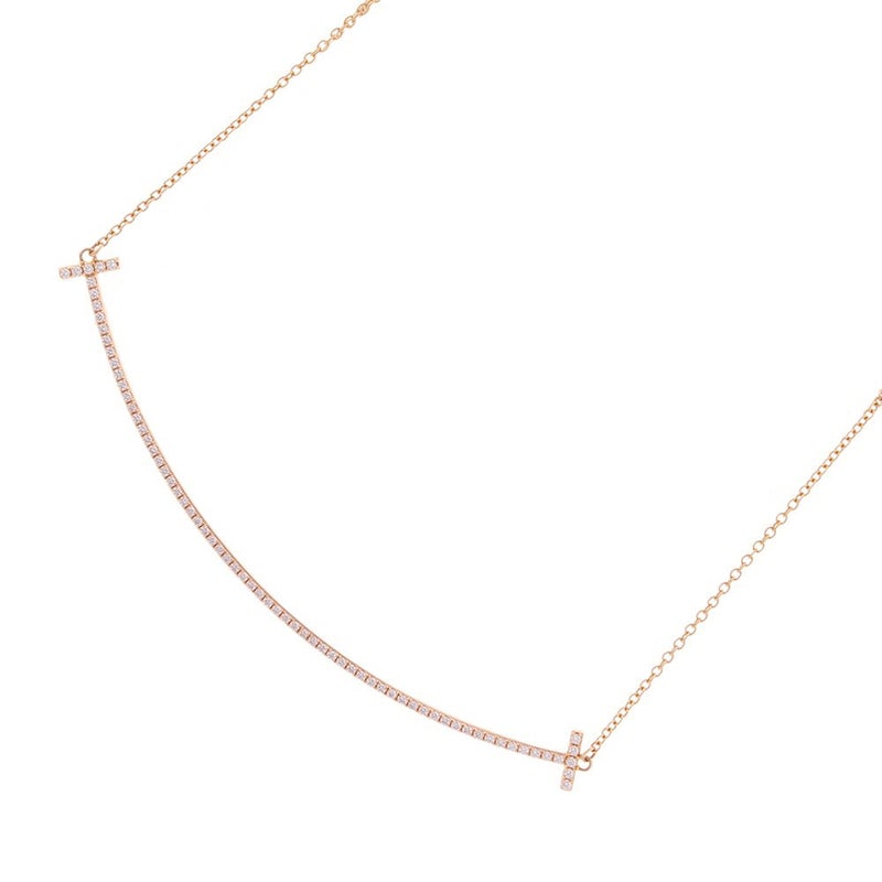 ティファニー ネックレス Tスマイル ペンダント ラージ ダイヤモンド 計約0.19ct K18PGピンクゴールド 60011654 Tiffany&Co.