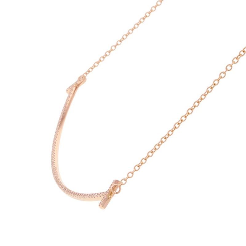 ティファニー ネックレス Tスマイル ペンダント ラージ ダイヤモンド 計約0.19ct K18PGピンクゴールド 60011654 Tiffany&Co.